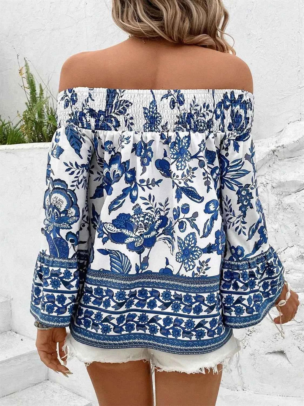 Smocked Printed Off-Shoulder Blouse 8e6f5232-7ee5-4e5d-81ed-d06d55da94e6-Max-Origin