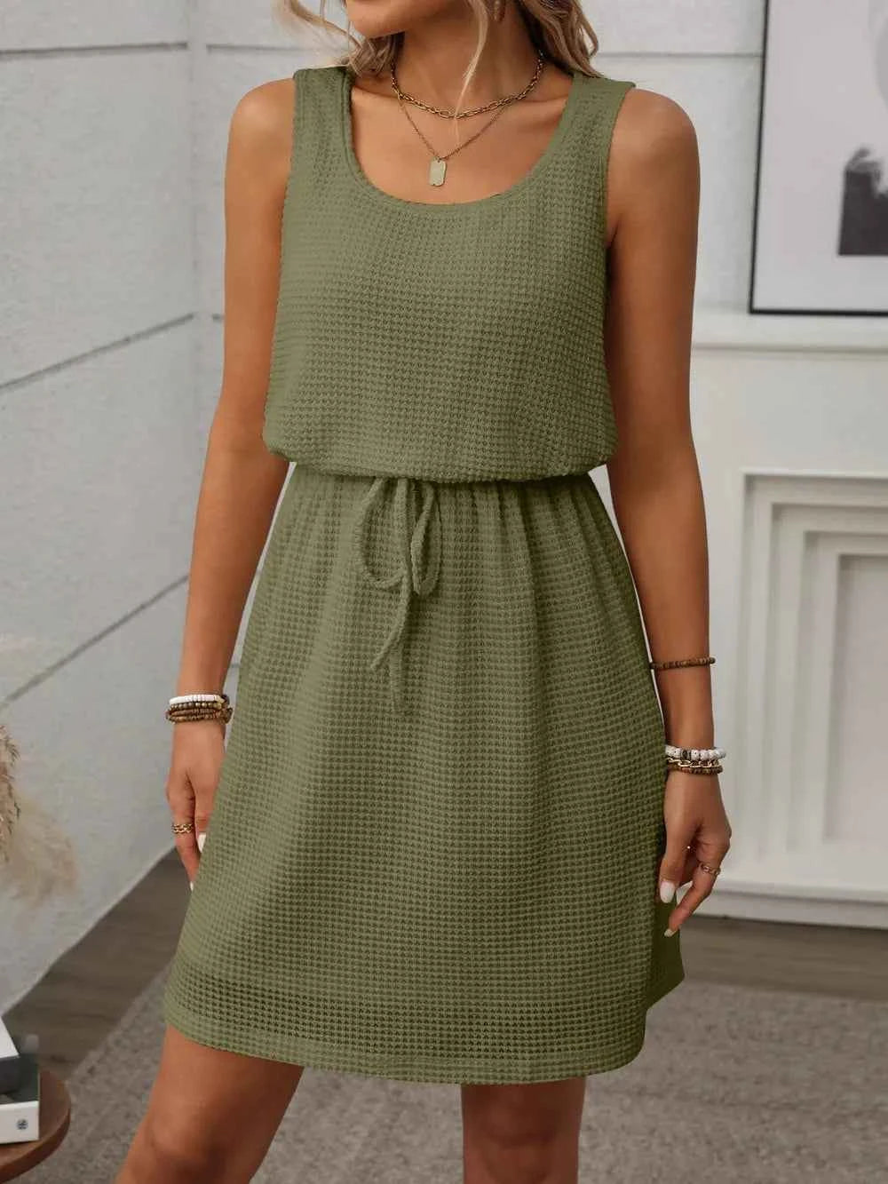Waffle-Knit Drawstring Mini Tank Dress 8e7422c0-5ada-46d6-afae-e099ca8693b7-Max