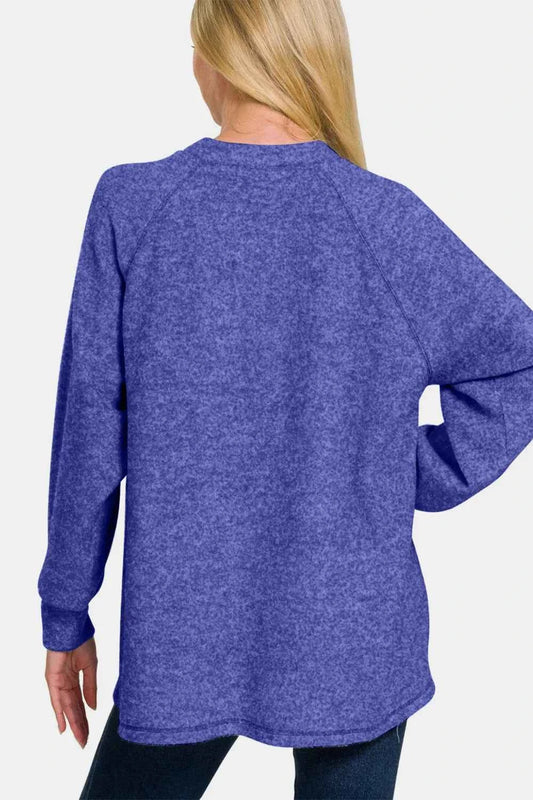 Zenana Full Size Brushed Melange Hacci High-Low Sweater 8e778676-eddd-406e-bc28-fec50ca29b8d-Max