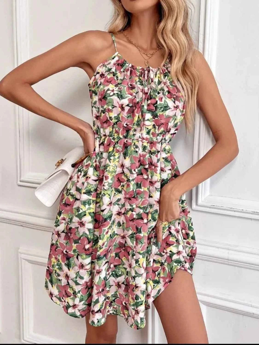 Floral Print Spaghetti Strap Summer Mini Dress 8e7c3401-542e-4e29-b082-f24e462aece0-Max-Origin