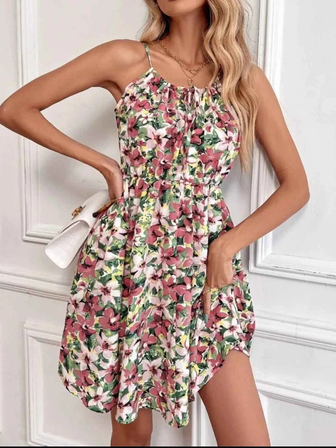Floral Print Spaghetti Strap Summer Mini Dress 8e7c3401-542e-4e29-b082-f24e462aece0-Max-Origin