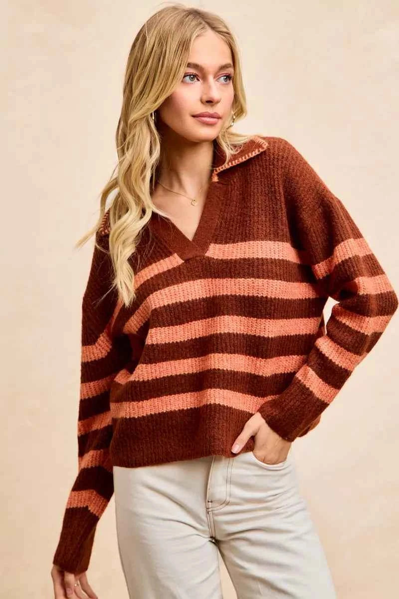 BiBi Striped Sweater Top with Collar Stitched Details 8e7cfcee9c324667ae9731fd0423c859-Max-Origin