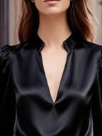 Notched Long Sleeve Blouse 8e814ed8-70df-405c-974c-304be12a1a4b-Max