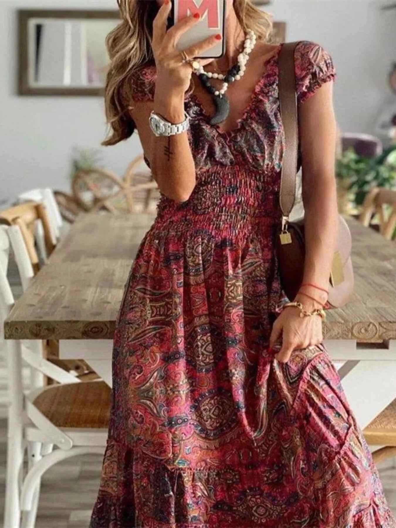 Full Size Paisley Print Cap Sleeve Maxi Dress Plus Size Burgundy 8e828b9d7e11471a96cf670b1a1959e9-Max-Origin
