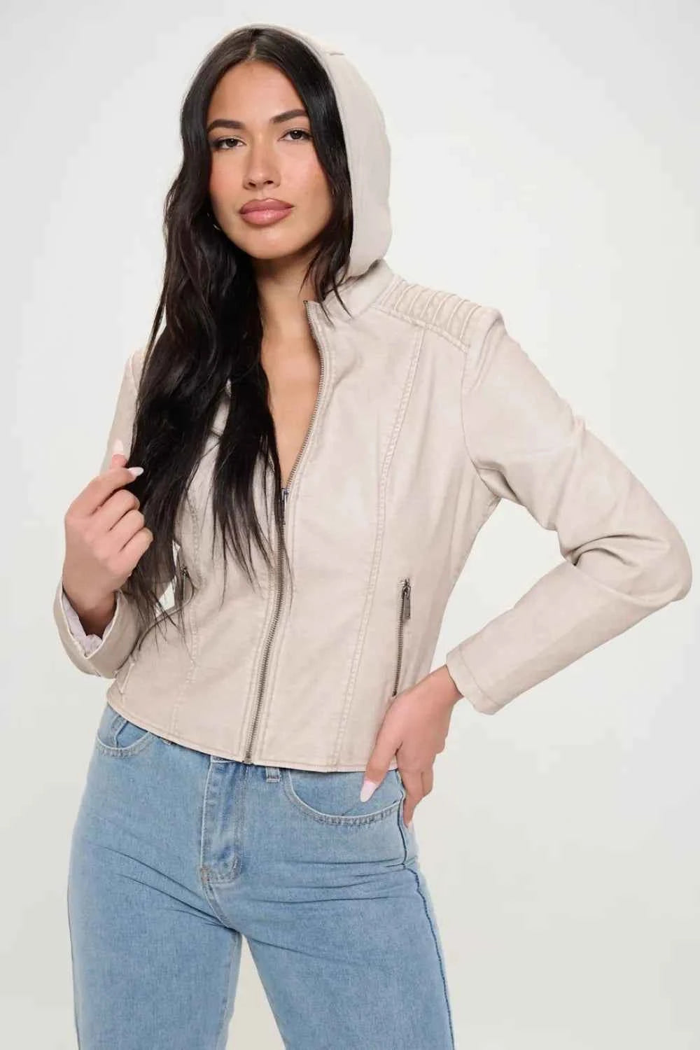 Coalition LA Zip Up Hooded Jacket Cream 8e885aeb-2655-40a8-b6b3-908c003179a9-Max