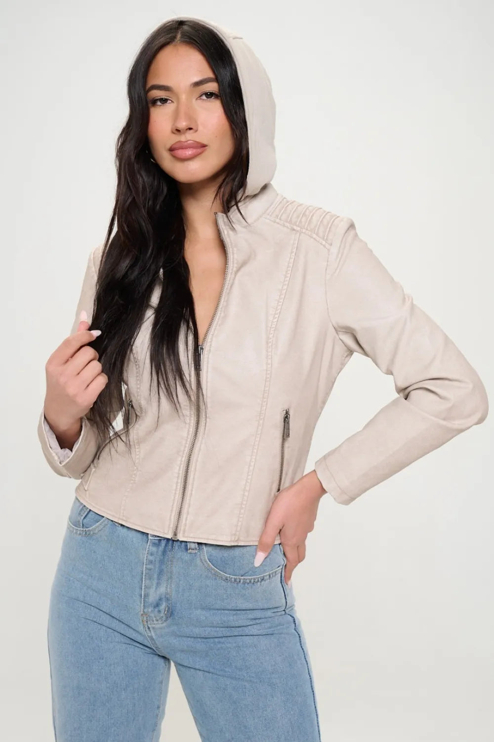 Coalition LA Zip Up Hooded Jacket Cream 8e885aeb-2655-40a8-b6b3-908c003179a9-Max