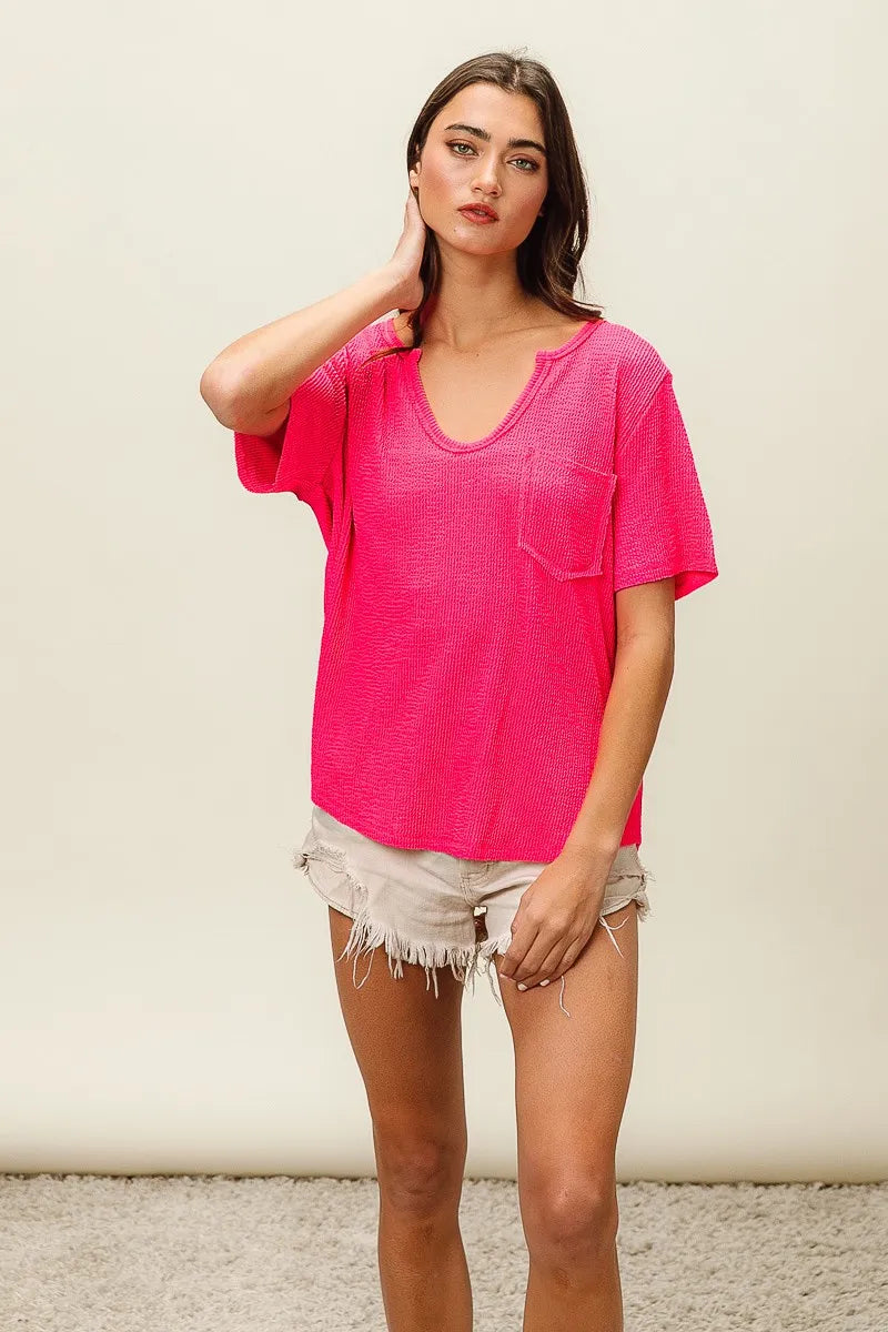 BiBi Waved Rib U Neck Top With Front Pocket 8e9490a62b7a41b8b253a0e8f87531d3-Max-Origin