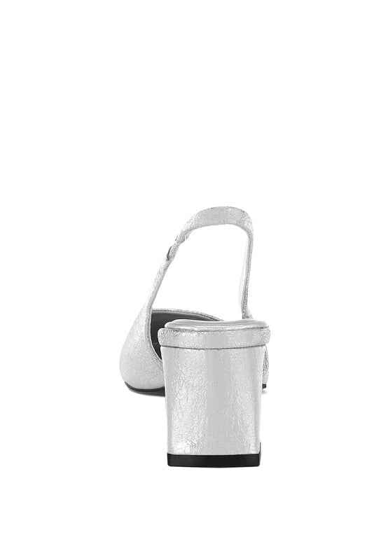 Amberin Crinkled Metallic Slingback Heels 8e965396-be57-4258-89e1-da94fc947654