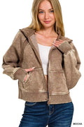 Zenana Acid Wash Zip Up Fleece Jacket MOCHA 8e9b43084dfd4949be563234925f87aa-Max-Origin