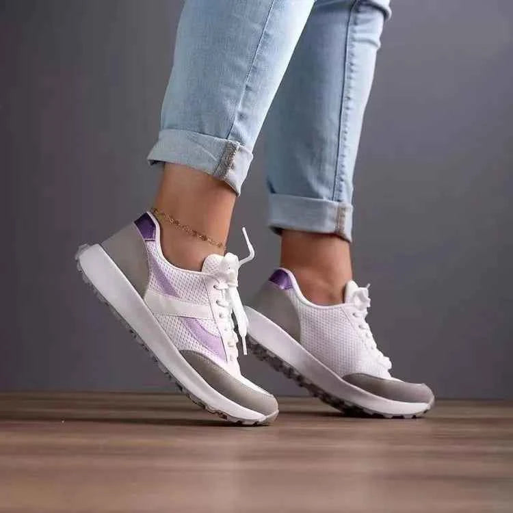 Mesh Contrast Round Toe Sneakers White 8e9fe352-5aa6-41d2-b16e-9c0454f563d7-Max