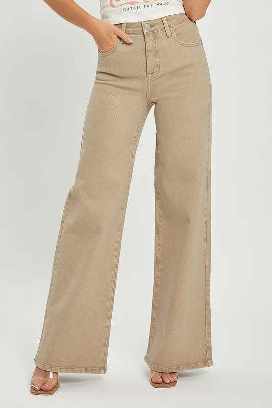 RISEN Full Size Tummy Control High Rise Wide Leg Jeans Plus Size Tan 8ea38b4d-ea3c-4d83-8e57-bc802aad6a05-Max
