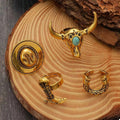 4 Piece Vintage Western Style Bull Head Rings Gold onesize 8ea98e4f-3232-43ef-8fa4-7e7ee9b30fe9-Max-Origin