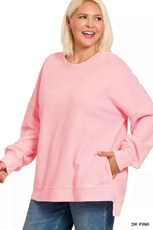 Full Size Acid Washed Double Ribbed Hi-low Sweatshirt Plus Size 8eaa1e57-9a53-47ff-adc3-a48dbbc297d7-Max-Origin