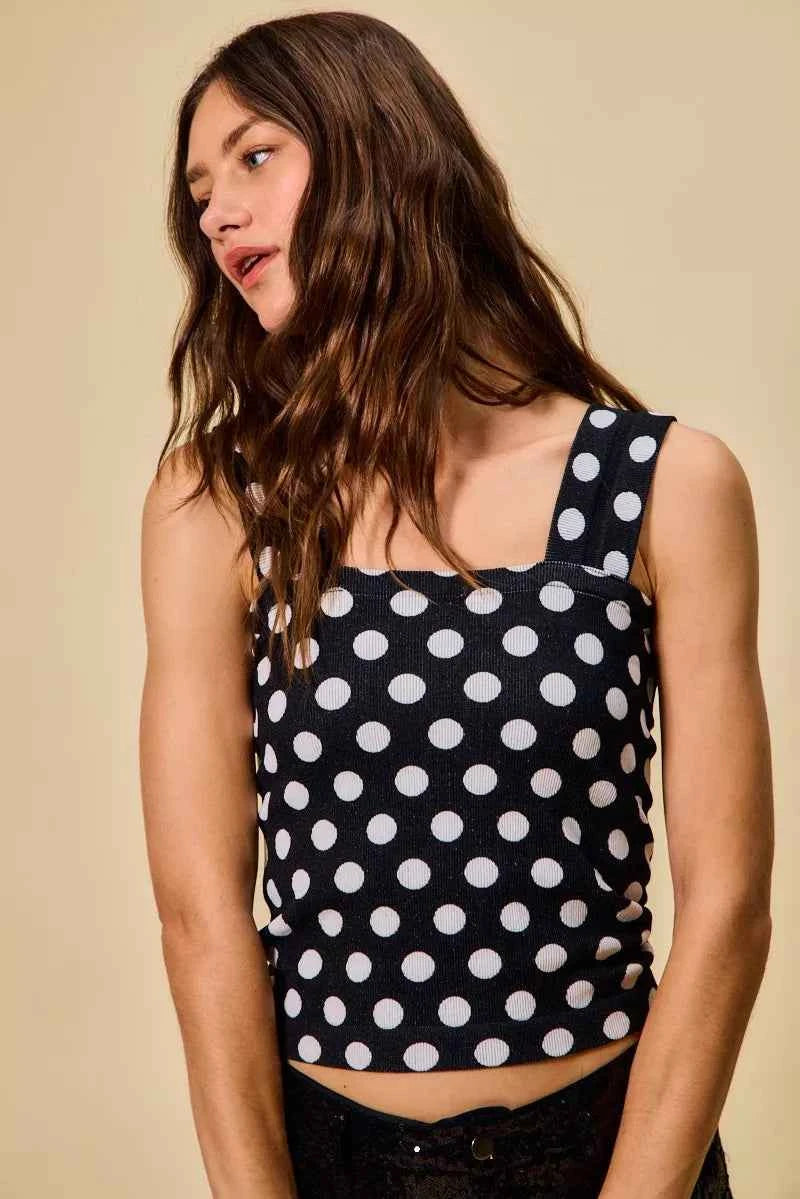 SO ME Polka Dot Knit Crop Seamless Casual Tank 8eaad1953c764a4cb054223b0fc3605a-Max-Origin