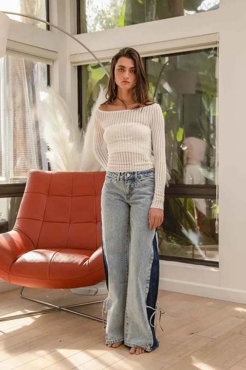 BiBi Textured Sheer Boat Neck Top 8eaef590ff4e4b4bb4b248e9b51a9429-Max-Origin