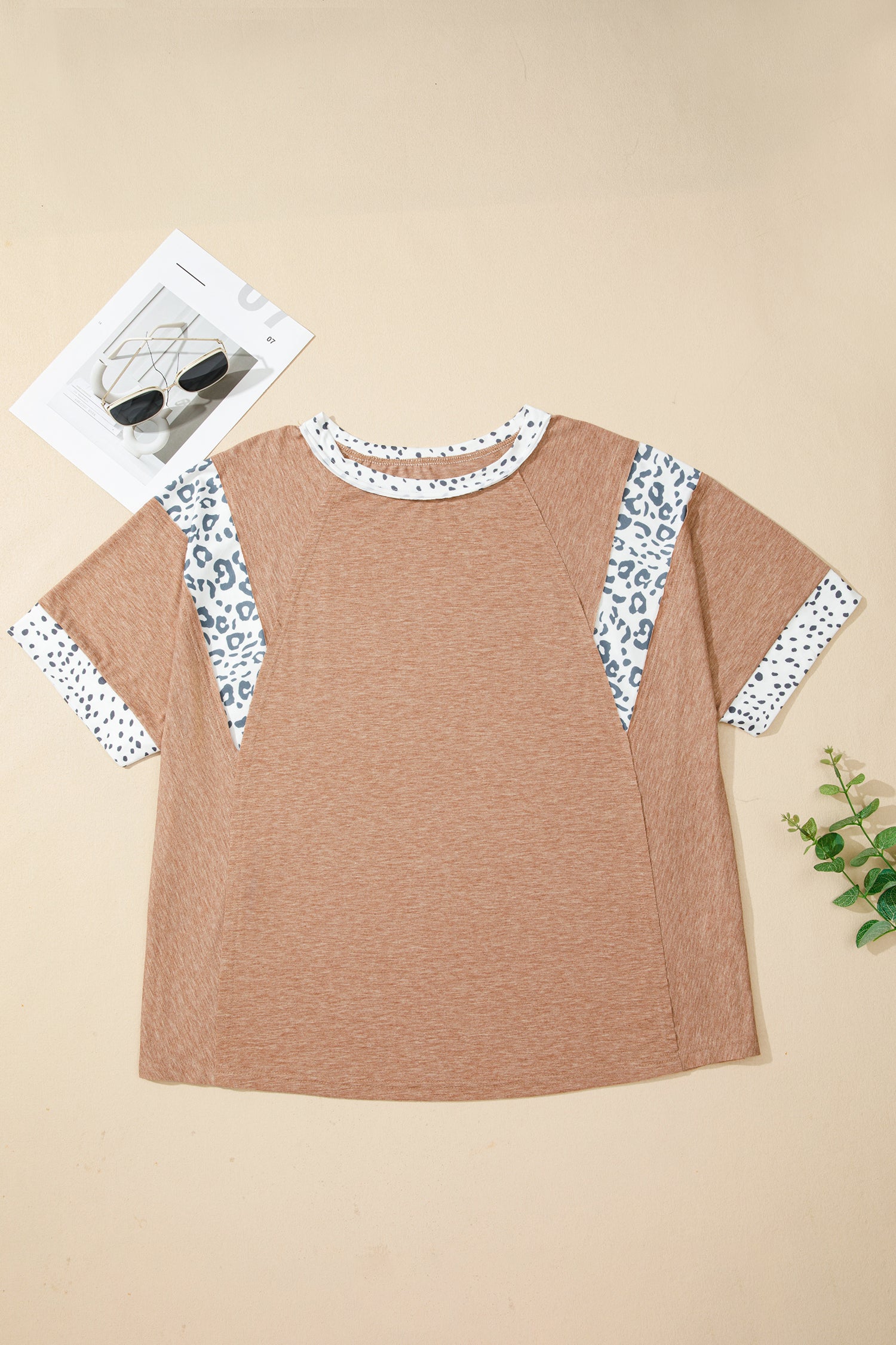 Chestnut Animal Color Block Patchwork Plus Size Tee 8eb240b32166fdf6