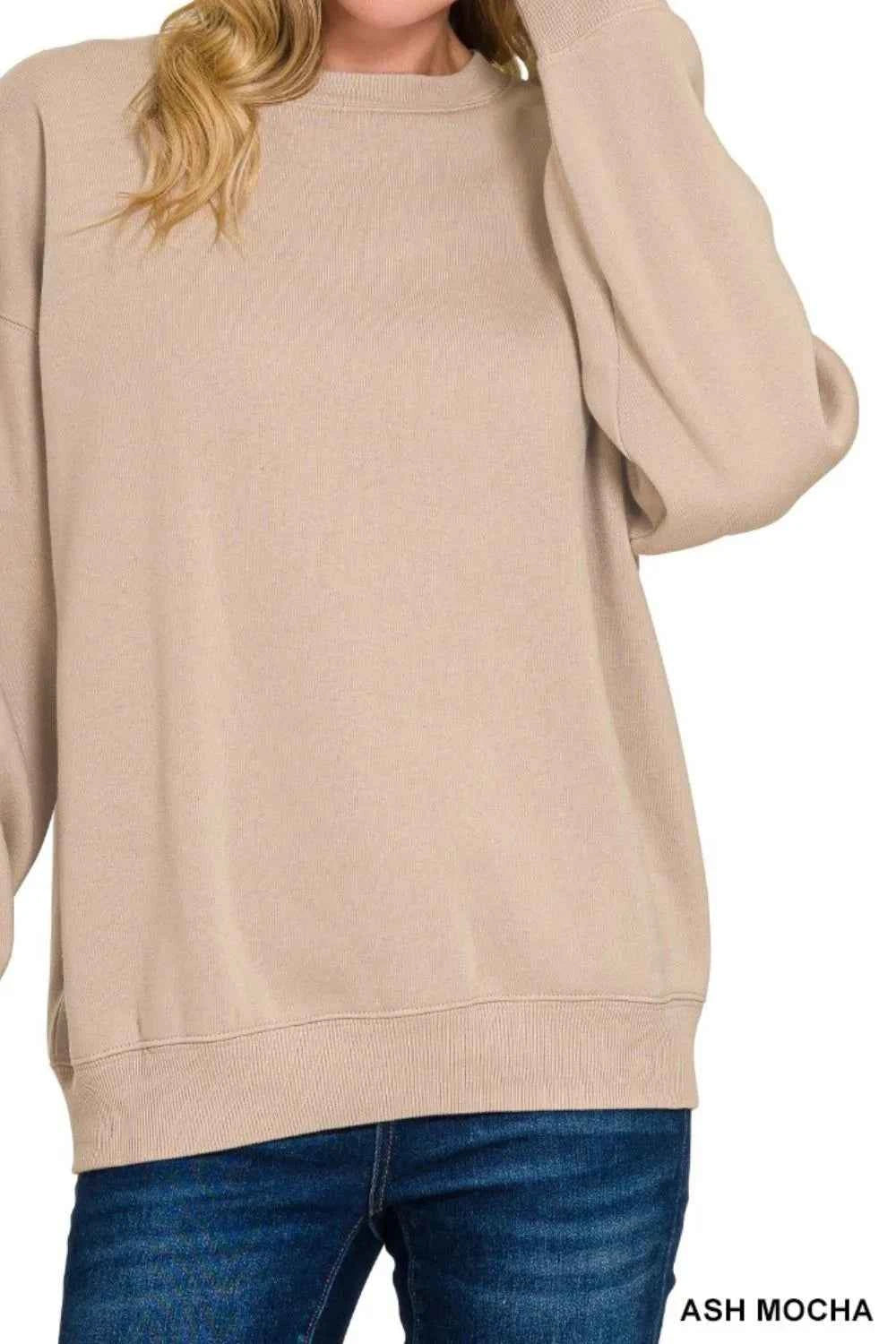 Zenana Fleece Crewneck Long Sleeve Sweatshirt 8eb97097-35ed-4950-8a06-f5cab24a8198-Max-Origin