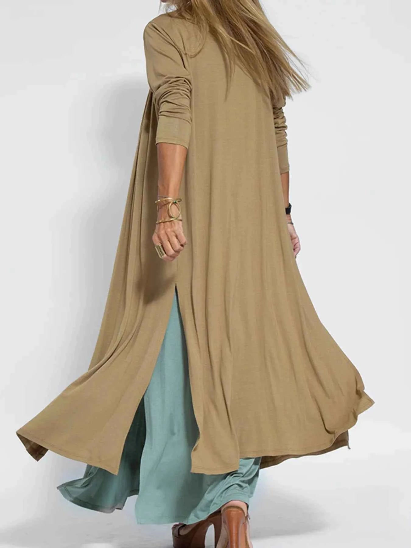 Full Size Open Front Side Slit Longline Cardigan Plus Size 8ec44a01-7d4e-4920-b2a9-4b98b8b87542-Max-Origin