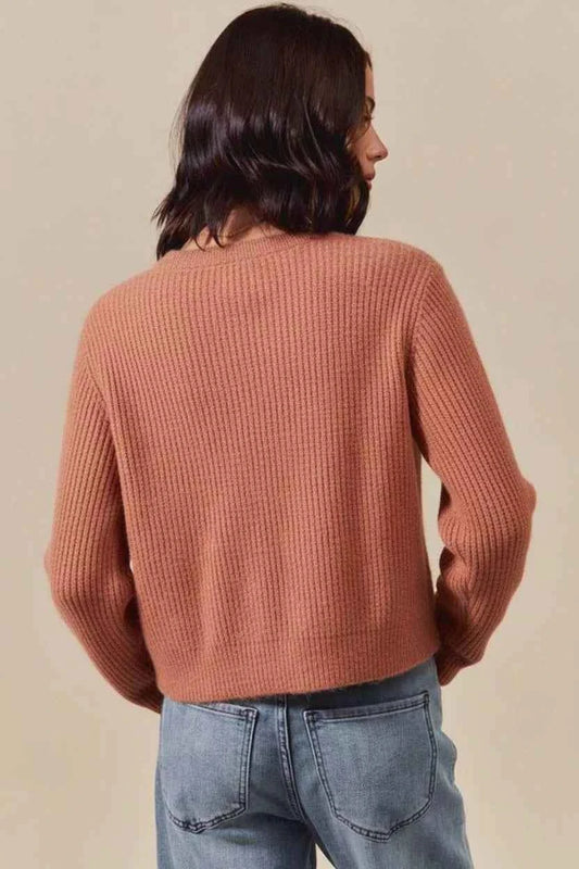 Checkered Plaid Tape Lace Up Ribbed Sweater 8ece447a-6a0c-4045-9689-87e201d0a1c0-Max-Origin