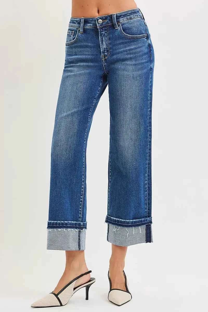 RISEN Mid Rise Ankle Straight Jeans with Cuffed Hem 8ed831ef94eb458ca3e934e27c305e64-Max-Origin