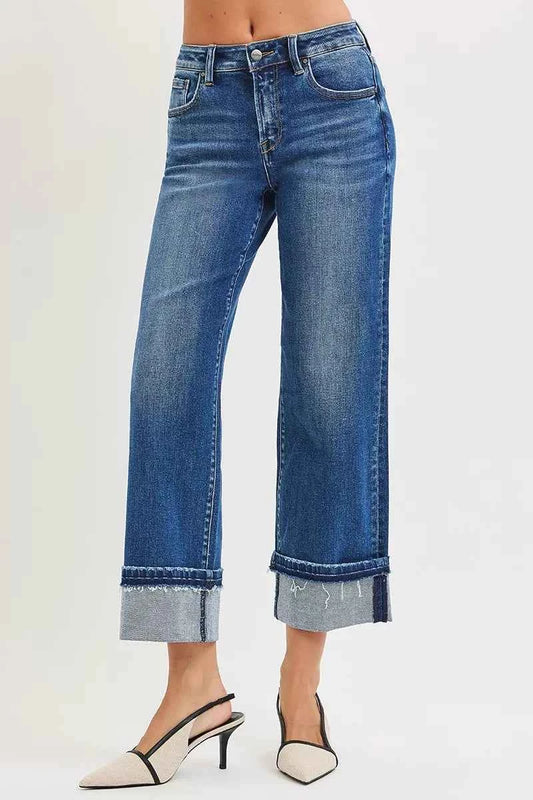 RISEN Mid Rise Ankle Straight Jeans with Cuffed Hem 8ed831ef94eb458ca3e934e27c305e64-Max-Origin