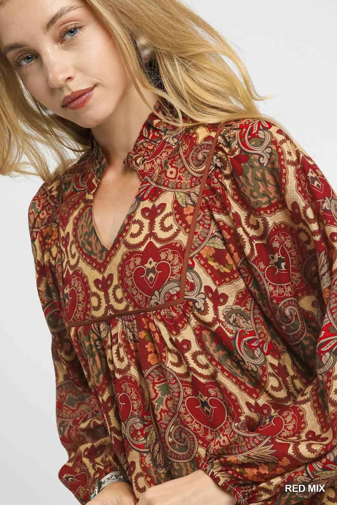 Umgee Boho Mix Paisley Babydoll Dress 8ed93709-c1cd-43e9-896b-c30c2a7f335b-Max-Origin