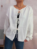 Tie Front Drop Shoulder Cardigan White One Size 8eeb92282a1241cba5ca5c366e8094b3-Max-Origin