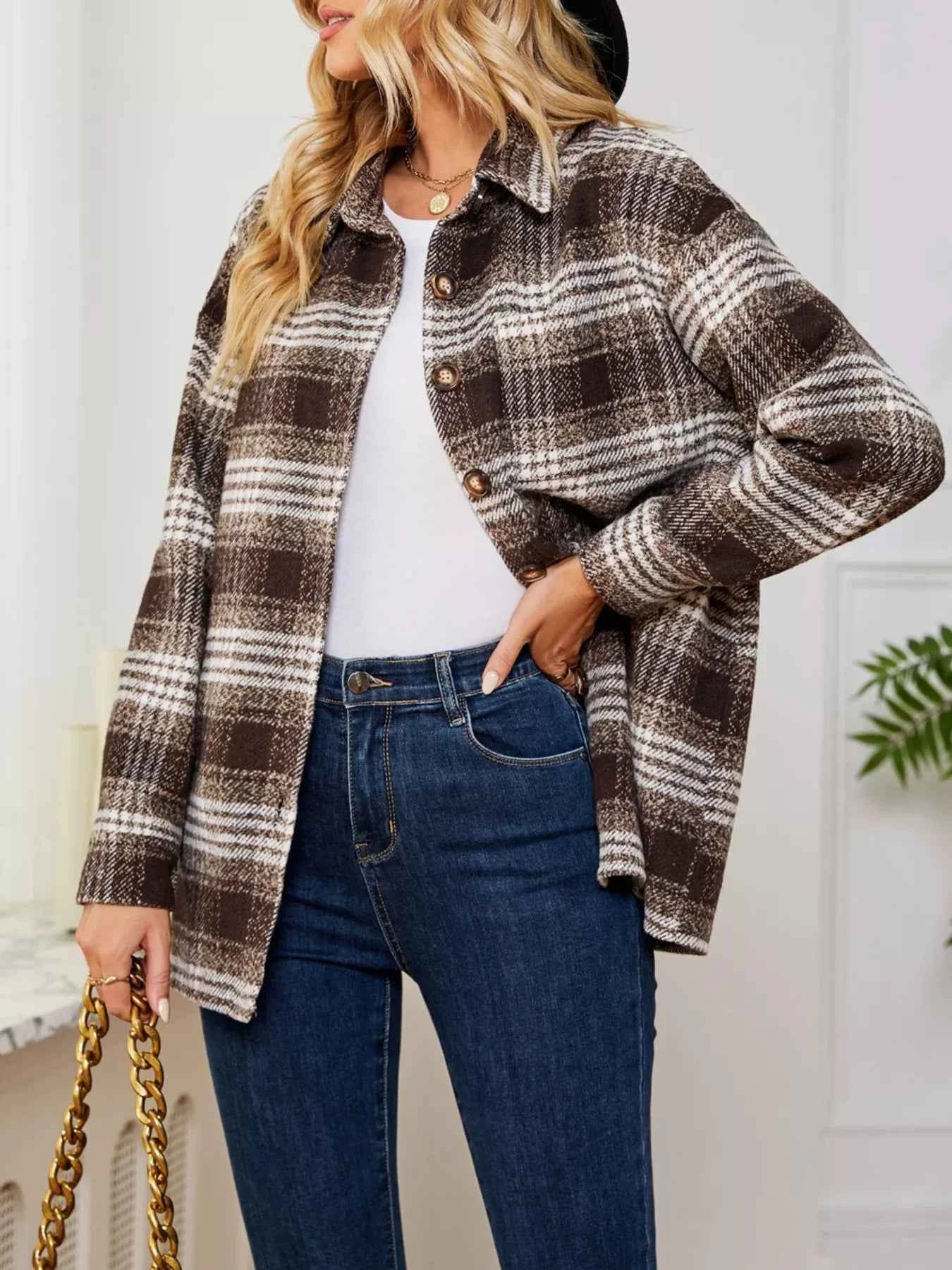 Plaid Button Up Long Sleeve Shacket 8f0cb1d4c128481dbf3e4a5d28ae8905-Max-Origin