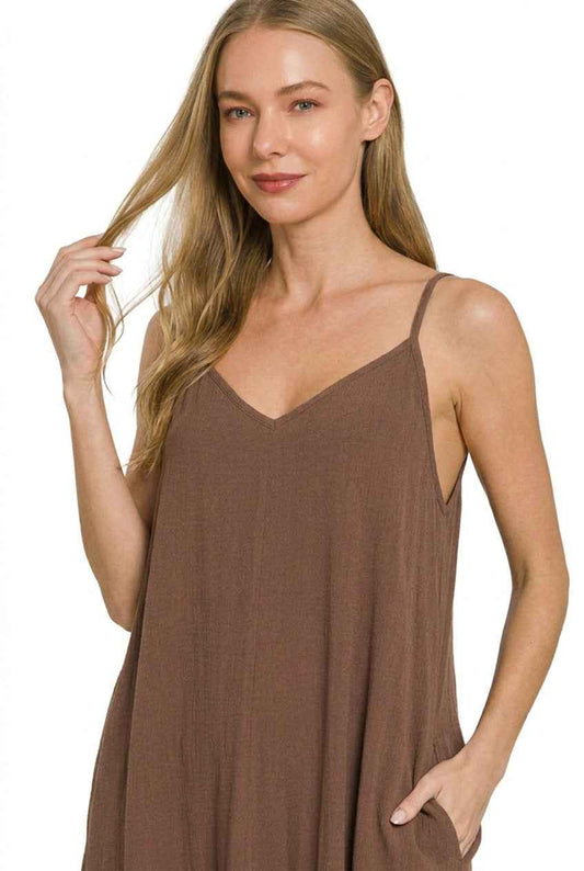 Woven Crinkle Cami Maxi Dress with Side Pockets 8f1a01b3-f6fa-46ae-a76c-9b524d1b6924-Max