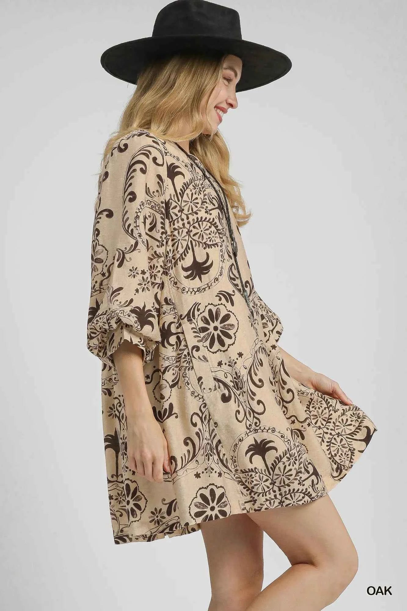 Boho Printed Balloon Sleeve Mini Dress 8f2a19df-3572-4515-8d85-2e8277c16a1f-Max-Origin