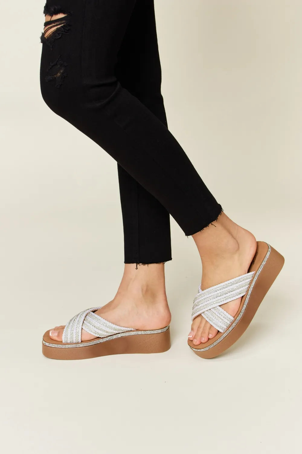 Forever Link Rhinestone Platform Wedge Sandals 8f39834d-d3ef-4bf6-b25a-e71ec50b0b9c-Max