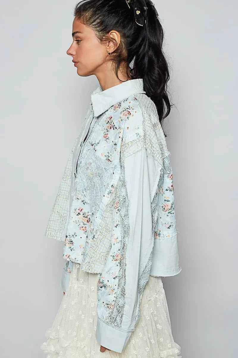 POL Floral Long Sleeve Shirt with Lace Panel Details 8f4453db-27e6-4be5-8f52-176ffbf545fa-Max-Origin