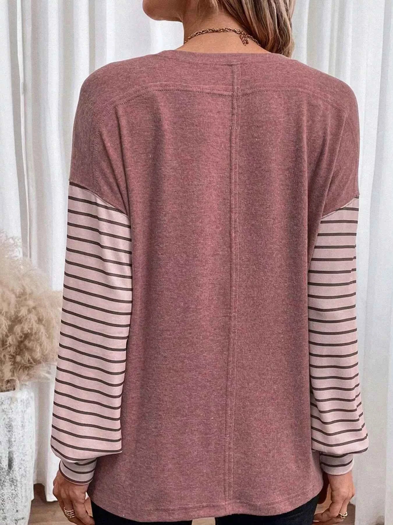 Striped Color Block Long Sleeve T-Shirt 8f4898ca-7b81-44b8-ad24-62f5232492f8-Max-Origin