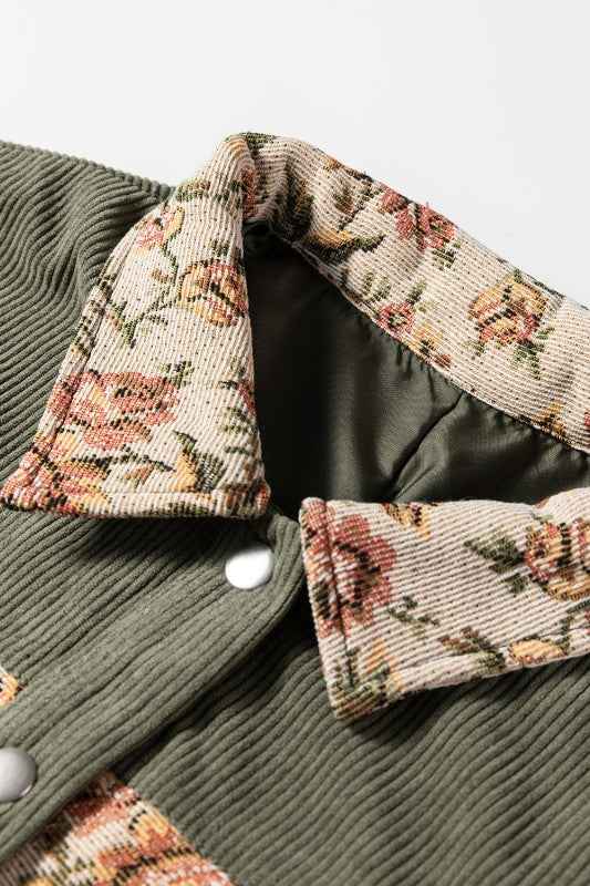 Floral Patchwork Ribbed Corduroy Shirt Jacket 8f53d551-61bb-453f-a2d0-fa8df34a098a