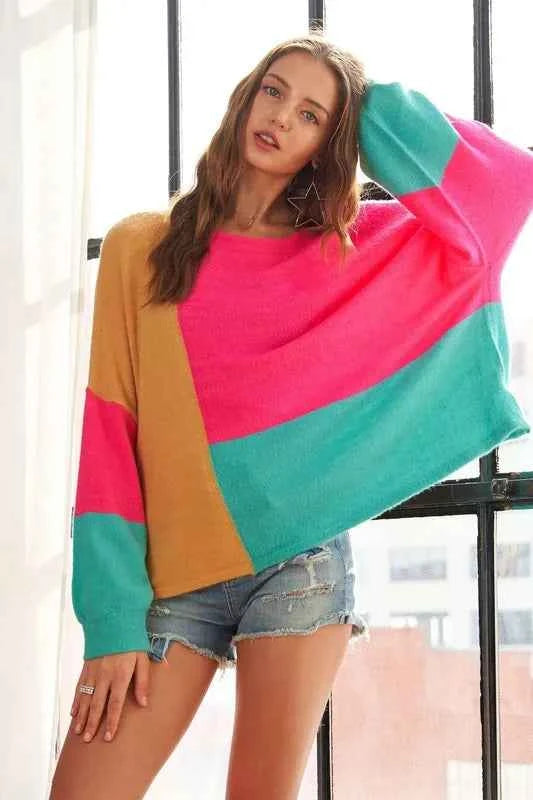 ADORA Loose Fit Colorblock Sweater 8f659f3c264e4d14a7c4ce7784512744-Max-Origin