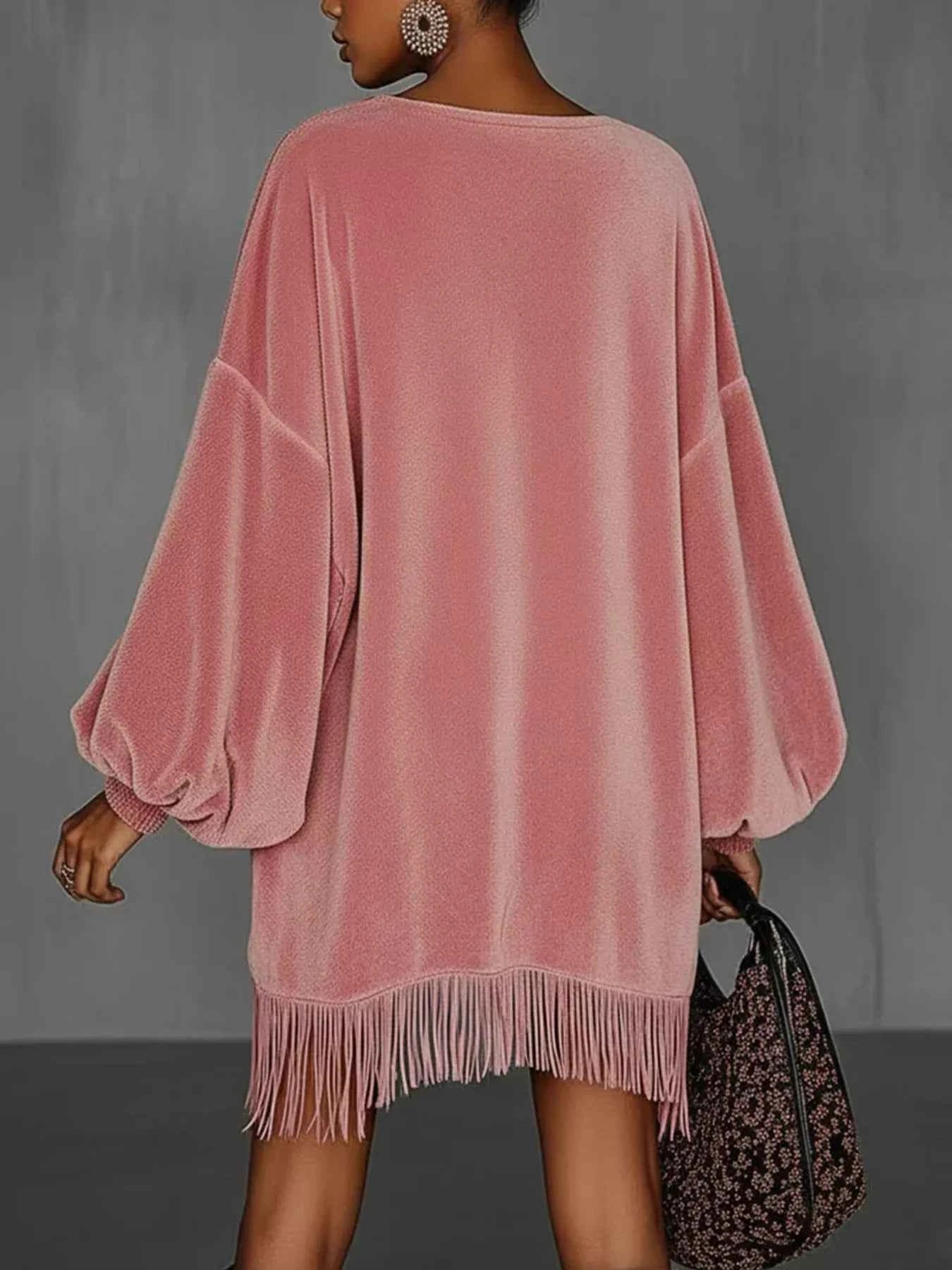 Velvet Fringe Hem Mini Dress 8f6888e98e8941e38fbc0b46916ae6f2-Max-Origin