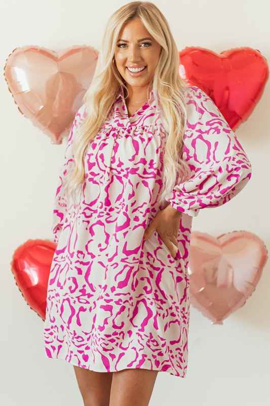Pink Leopard Print Loose Fit Babydoll Mini Dress 8f746402-5e7f-4419-918b-46e8ff820438