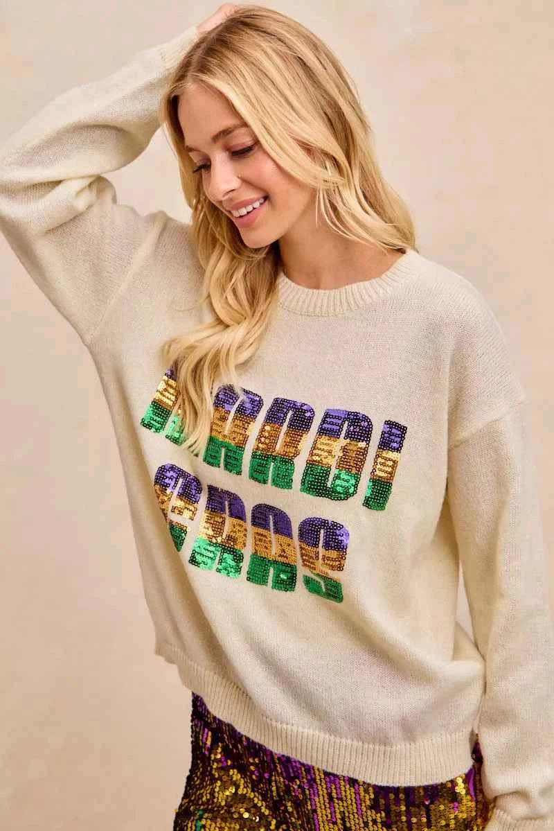BiBi Mardi Gras Sequin Lattering Knit Top 8f809b6d2a0f487d9667f892a631ade6-Max-Origin