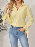 Striped Tie-Cuff Long Sleeve Shirt Lemon Yellow 8f81143f-24f3-4611-9317-94d2d11ad66c-Max-Origin