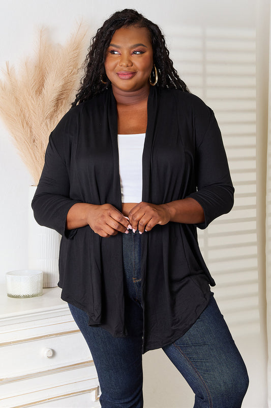 Culture Code Full Size Open Front Cardigan Black 8f81717fb0034686a84f482bbe2c7073-Max