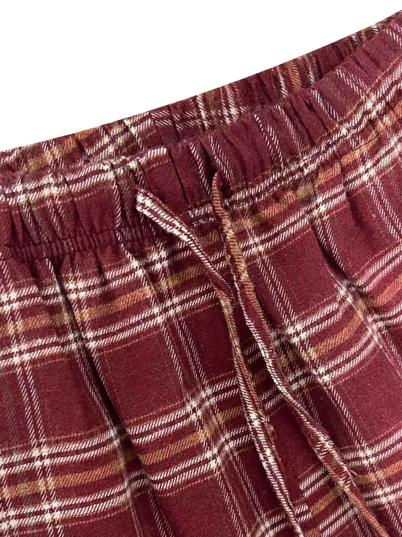 Plaid Wide Leg Drawstring Pants 8f8264f54cd24a8084c27223c7b622fe-Max-Origin