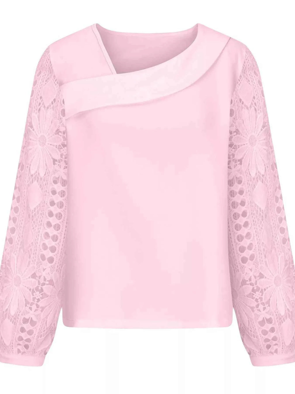 Asymmetrical Lace Long Sleeve Blouse 8f84553b68224a36b69843bf493f2303-Max-Origin