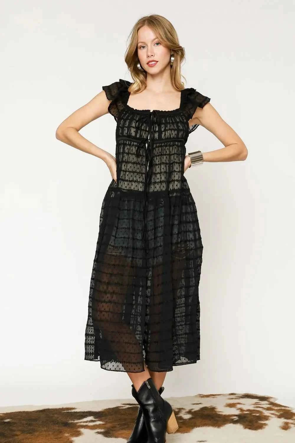 Umgee Sheer Lace Ruffled Cap Sleeve Cover Up 8f8663fa-fccd-493c-bfa2-005e72d18372-Max-Origin