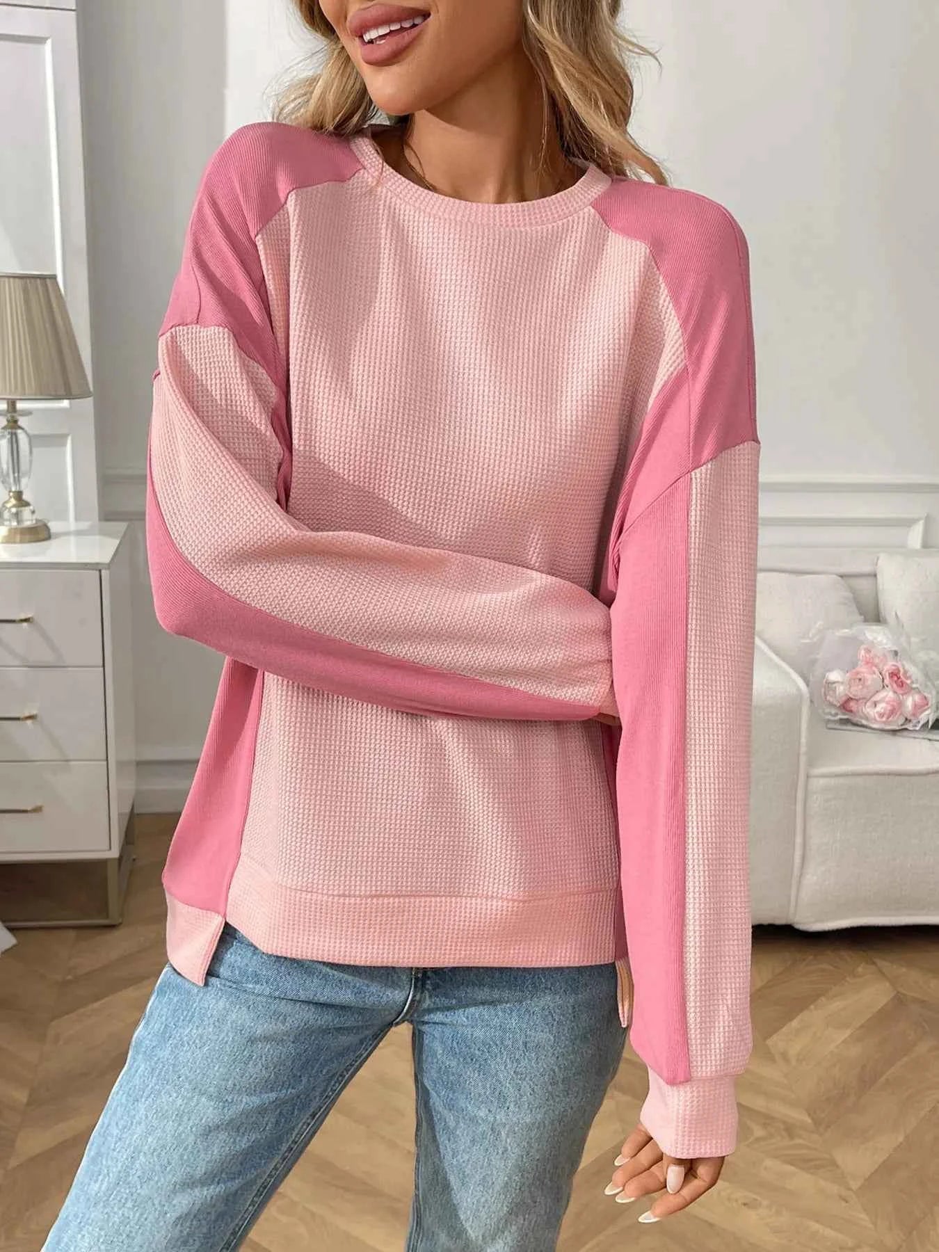 Color Block Long Sleeve Sweatshirt 8f8c238f4af54acea8d971b5850d0749-Max-Origin