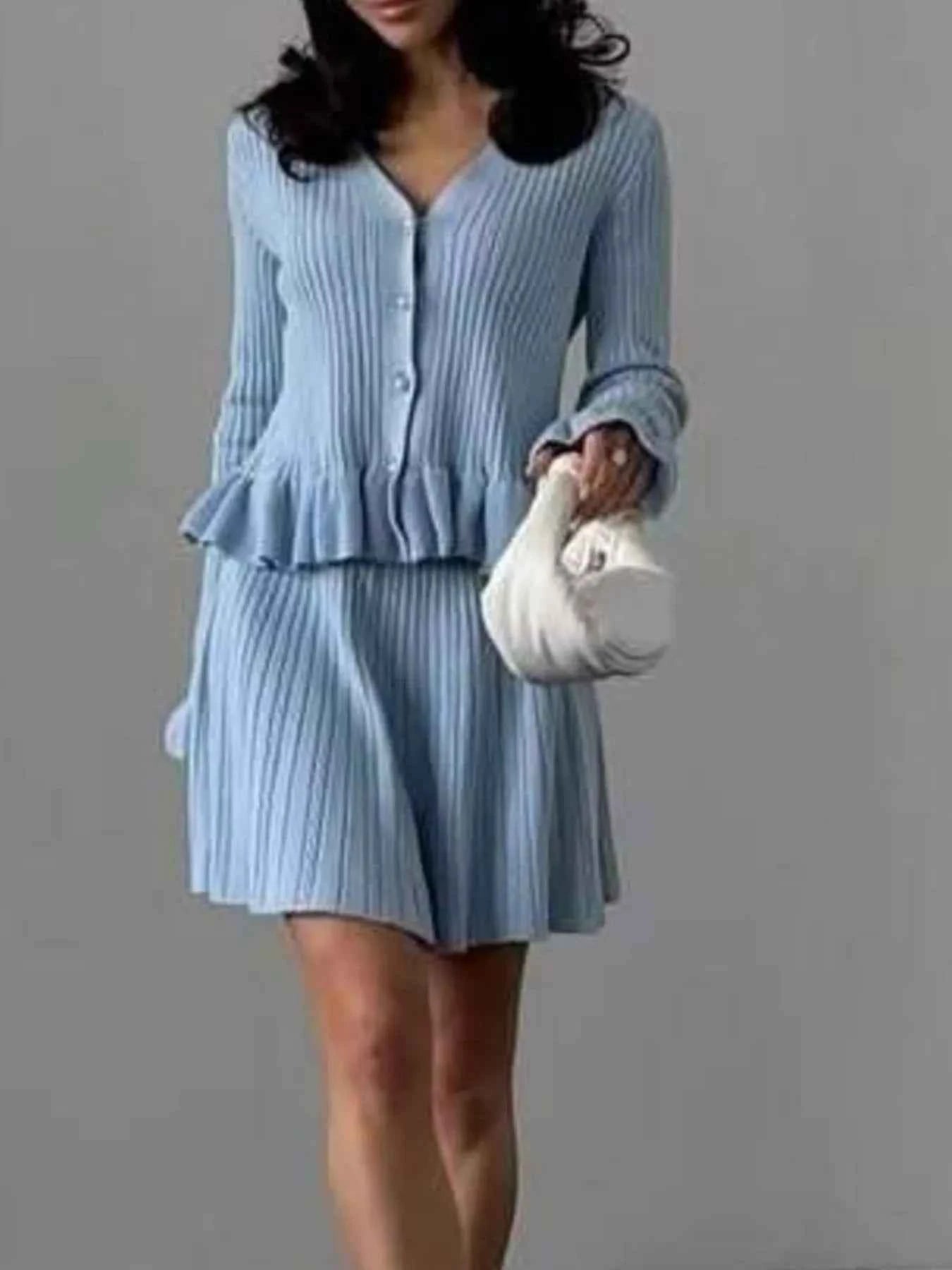 Ruffle Trim Knit Cardigan & Skirt Set 8f94e275-d794-4efe-8781-72bb94c3d1c2-Max-Origin