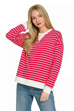 Zenana Contrast Striped Round Neck Sweatshirt 8f99a4a8-b1a5-4afa-a0ac-77da0632a0b6-Max-Origin