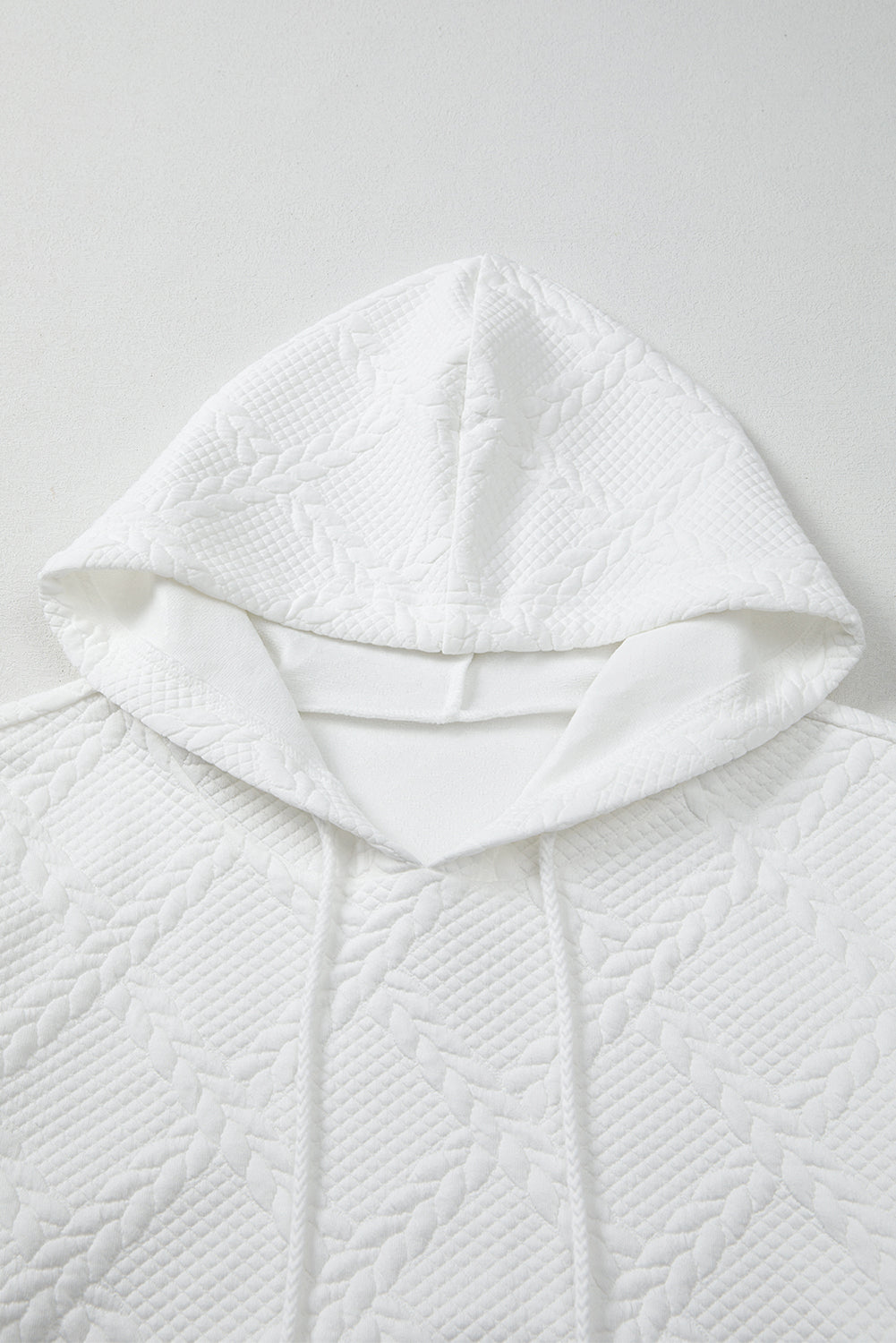 White Lattice Texture Kangaroo Pocket Hoodie 8f9d32d82a4a5621