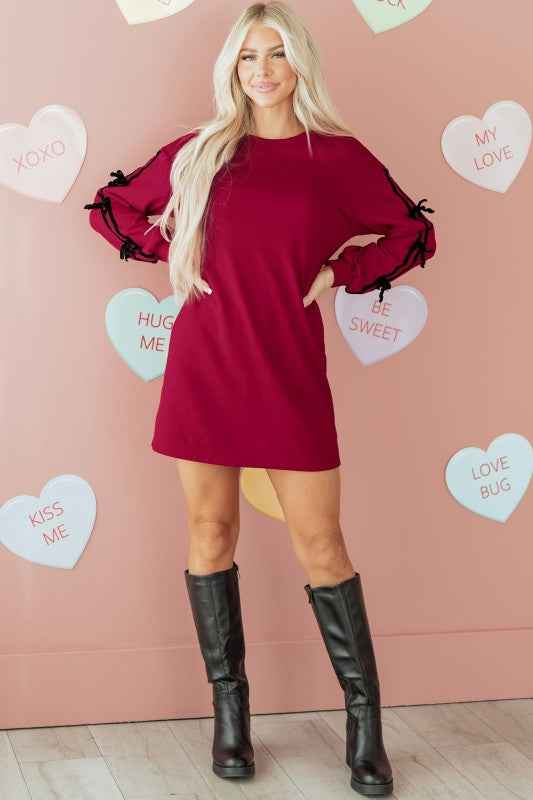 Valentine Bow Tie Long Sleeve Sweatshirt Dress 8fa2e0a4-c3da-476e-875d-ee851f32204c