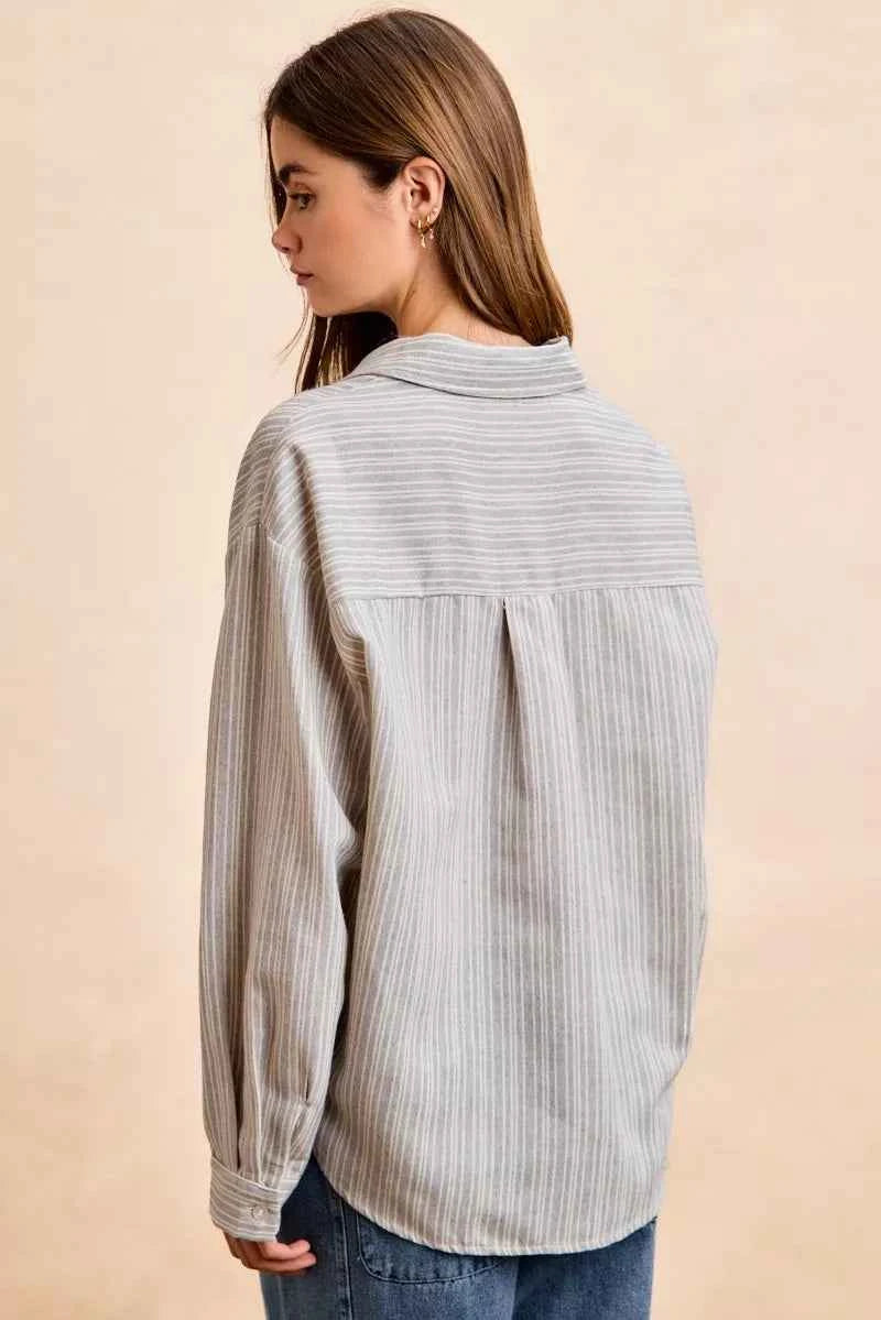 BiBi Flower Jacquard Knit Patch Pocket Stripe Shirt 8faaa52b655c4927b63dbebd4f4d1021-Max-Origin