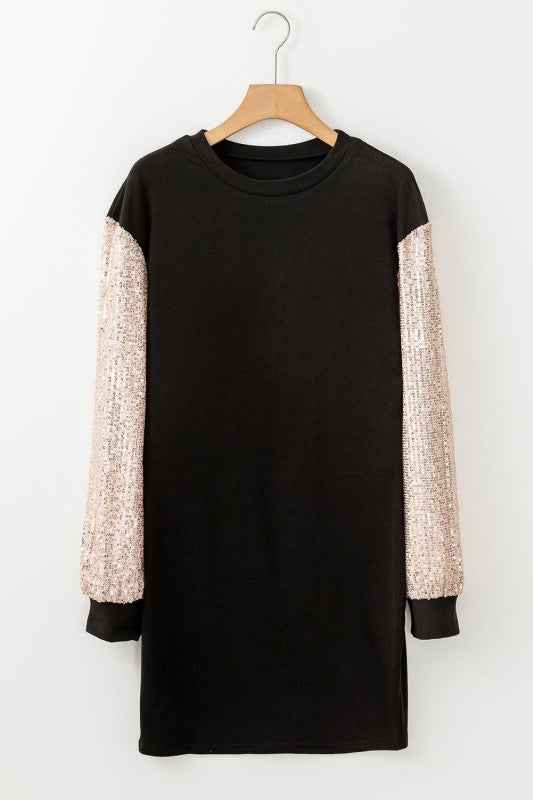 Valentine Sequin Patchwork Puff Sleeve Mini Dress 8fafeefe-1d75-4772-a06f-8459b0f6fe20